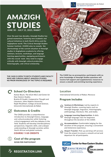 REGISTER NOW: The Critical Amazigh Studies Summer Institute (30 June - 11 July)