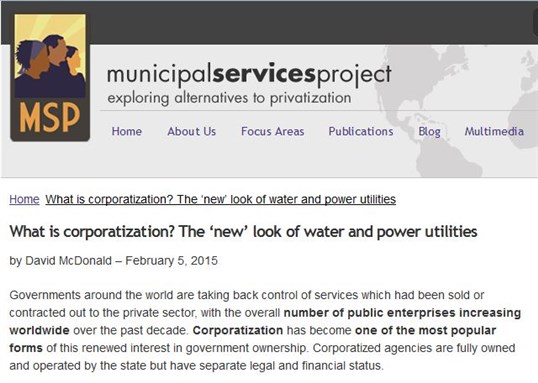 [Screenshot from \"Municipal Services Project\" website]