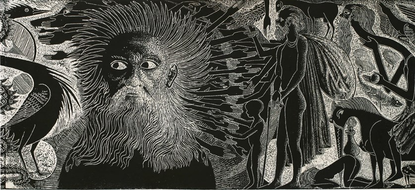 [Cropped image of Mustafa al-Hallaj`s \"Self Portrait as Man, God, and the Devil\" (1996-2000).]