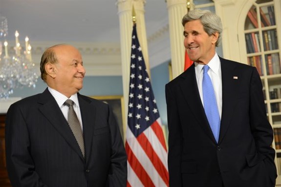[Abd Rabbu Mansour Hadi reached out to Saudi Arabia and the United States for support as Houthi forces expanded their territorial control in the north of Yemen. Image from US Department of State/Wikimedia Commons. 29 July 2013.]