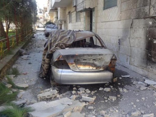 [Destruction in Insha`at, Homs. Image courtesy of Omar Shakir.]