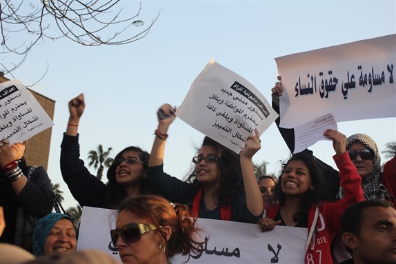 [Egyptian women commemorate international women`s day on 8 March, 2011. Photo from the Al Jazeera Creative Commons Repository.]