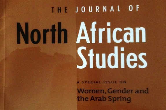 [Cover of \"Women, Gender, and the Arab Spring,\" special issue of \"The Journal of North African Studies\"]