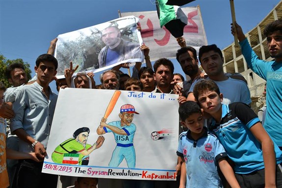 [A poster from Kafranbel that reads, \