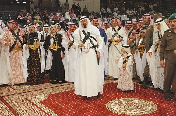 [King Abdullah Bin Abdulaziz Al Saud (then Crown Prince) and Royal Family in Riyadh. 2 March 2005. Photo by Ammar Abd Rabbo.]