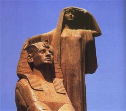 [Detail of Mahmoud Mokhtar`s \"Egypt`s Renaissance\" (1919). Image via Wikimedia Commons.]