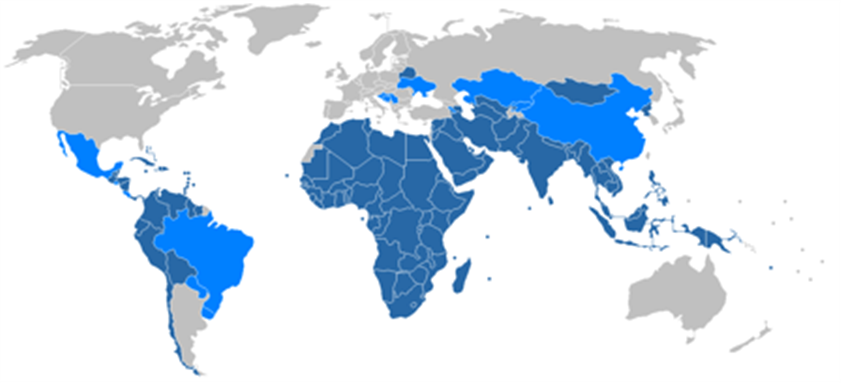 [Map Non-Aligned Movement members. Image from Wikimedia Commons]