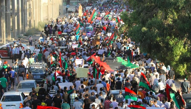 [Image from \"Rescue Benghazi Friday\" demonstration on 21 September. Image by Mohamed Almugherbi and Mohamed Alzawwam]