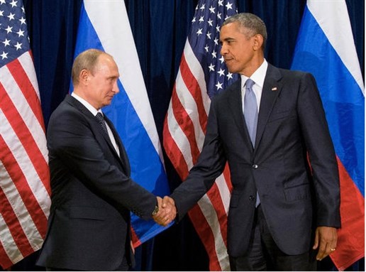 [Image of Obama and Putin shaking hands. Image by Flickr.]