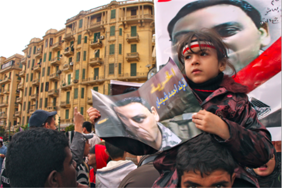 [Protestors gather in Cairo`s Tahrir Square to call for the release of detained military officers. Image by Patrick Galey.]