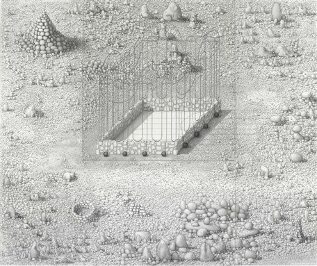 [Detail of Paul Noble`s \"Family is Infinity (or Hard Labour)\" (2011). Image copyright the artist.]