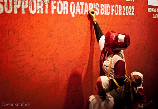 [Fifa is facing calls to rerun the bidding process for the 2022 World Cup following allegations against Mohamed bin Hammam, a Qatari former Fifa executive committee member, of corruption. Image from Sean Knoflick. 2 December 2010.]