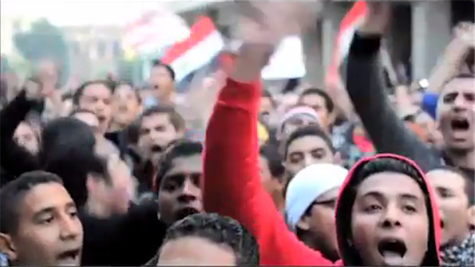 [Egyptian protesters against military abuses. Image from screenshot of video below.]