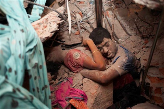 [In the rubble of Rana Plaza. Image by Taslima Akhter.]