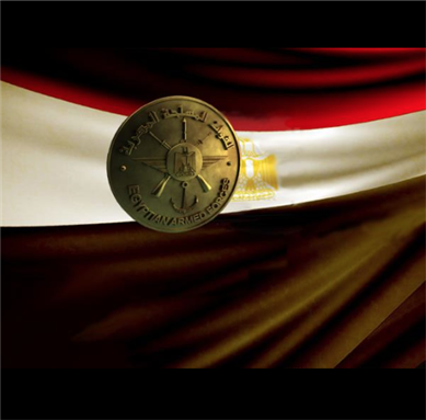 [Egyptian Armed Forces logo and the Egyptian flag. Image originally posted to the official Facebook page of the Egyptian Armed Forces]