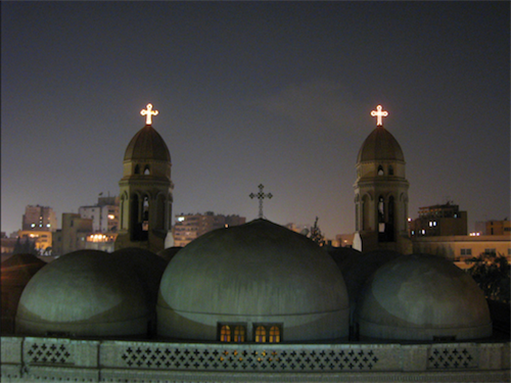 [Domes of St.Mark Church at night, Heliplolis, Cairo, Egypt. Image originally posted to Flickr by Andrew A. Shenouda]