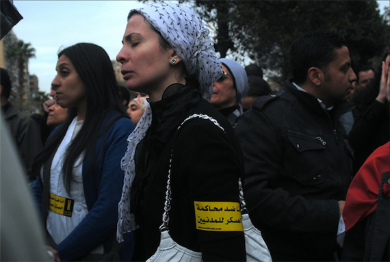 [10 February 2012, protest against military trials for civilians. Image originally posted to Flickr by Lilian Wagdy]