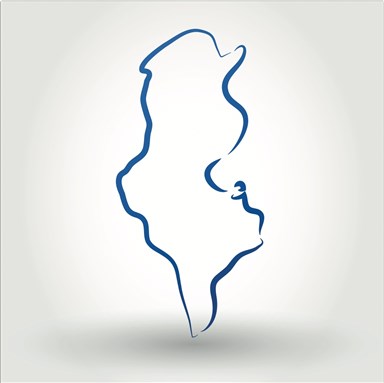 [Outline of Tunisia. Image by Mdesignstudio via Shutterstock]