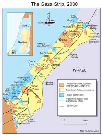 [The Gaza Strip, 2000. Map by PASSIA]