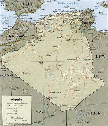 [Image of a map of Algeria. Image from Wikimedia Commons]