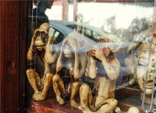 [Image of Three wise monkeys portraying the world`s reaction towards war in Syria. Image by Dimashqi Lens via Flickr]