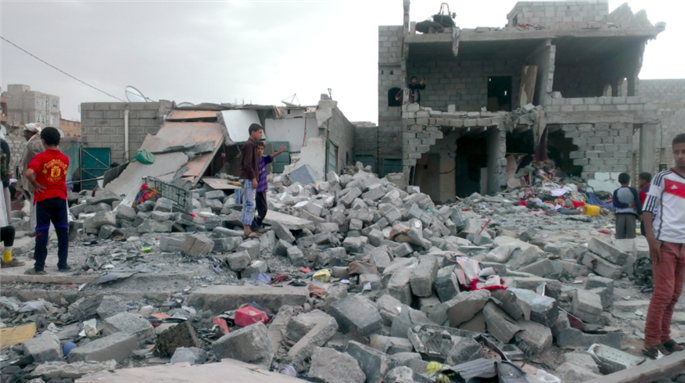 [Sana`a, Yemen, 9 October 2015. Photo taken by Almigdad Mojalli/VOA uploaded from Wikimedia Commons]