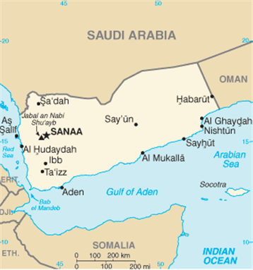 [Map of the modern state of Yemen. Image from Wikimedia Commons]