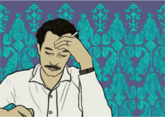 [Ilustration of Ghassan Kanafani. By artist known as Watan]
