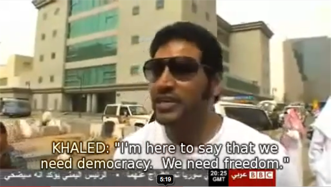 [Khaled Mohammed. Image from screen shot of BBC Arabic story.]
