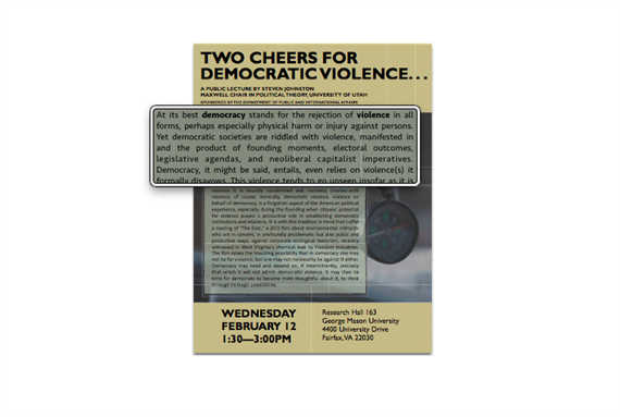 George Mason University Event: Two Cheers for Democratic Violence (12 February 2014)
