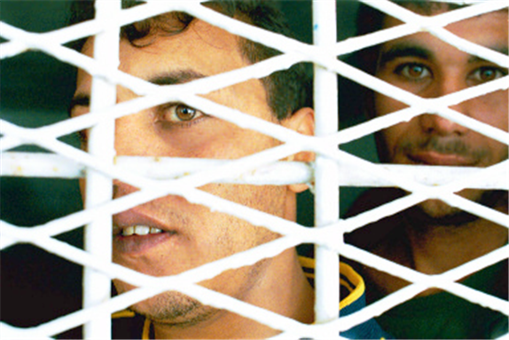 [Prisoners in jail in Israel. Image from Physicians for Human Rights – Israel]