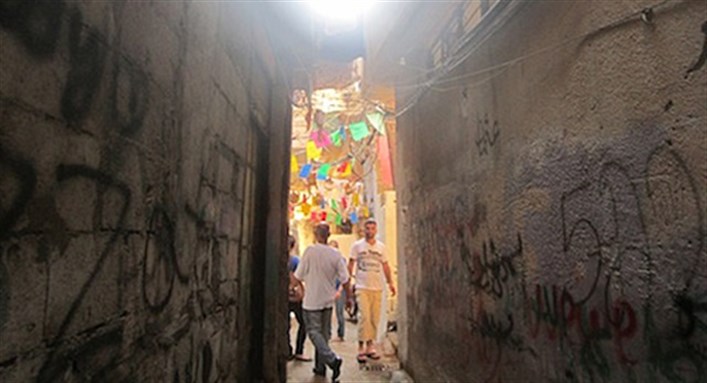 [“Buildings in Shatila are side by side with no space. Not every camp is like this.” Shatila, by Haneen B.]