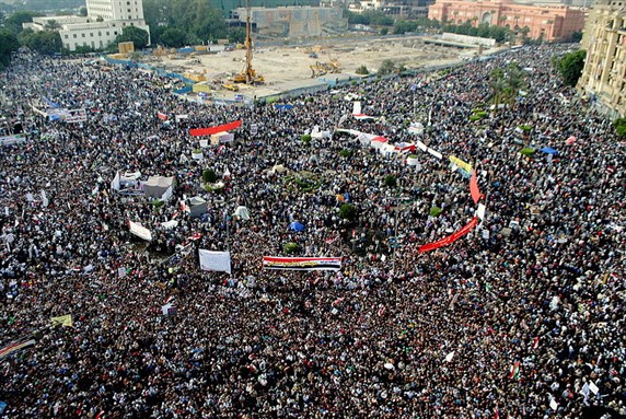 [Protest in Tahrir square on 18 November 2011. Image from Wikimedia Commons.]