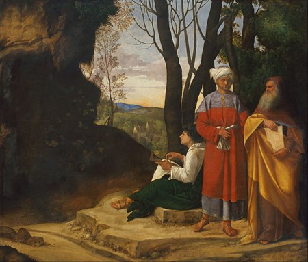 [Giorgione`s \"Three Philosophers\" (1507). Kunsthistorisches Museum: Gemäldegalerie. Image via Wikimedia Commons.].