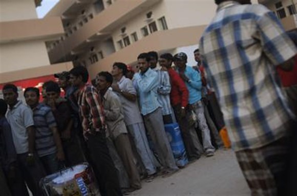 [Tight lines at Dubai labor camp. Image by author]