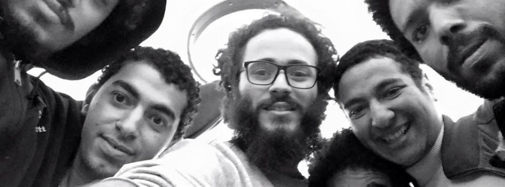 [Members of the Atfal al-Shawarea satirical troupe. Photo from the Atfal al-Shawarea Facebook page.]