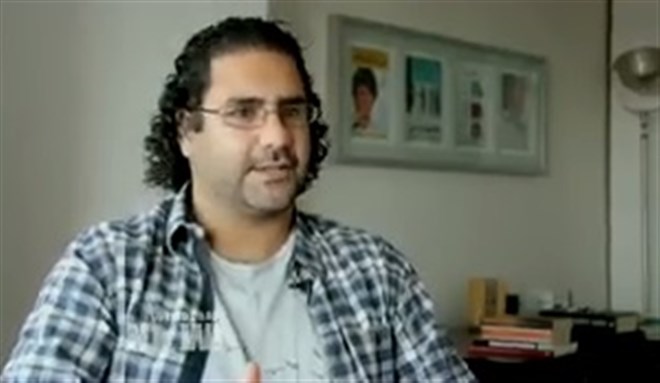 [Activist Alaa Abd Al-Fattah. Image is a screenshot from his interview with Democracy Now.]