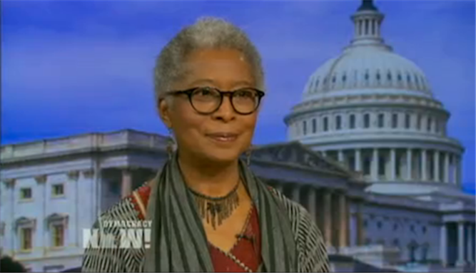 [Crop of image of Alice Walker in Democracy Now! Interview. Image from Video below.]