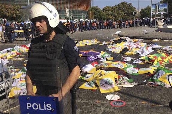 [Victims of the bombing, Ankara, 10 October. Image via Jacobin.]