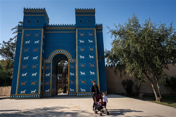 A replica of the Ishtar Gate built in the 1950s, when Iraq first started developing the remains of Babylon as a tourist site by Abdullah Dhiaa Al-deen for The New York Times
