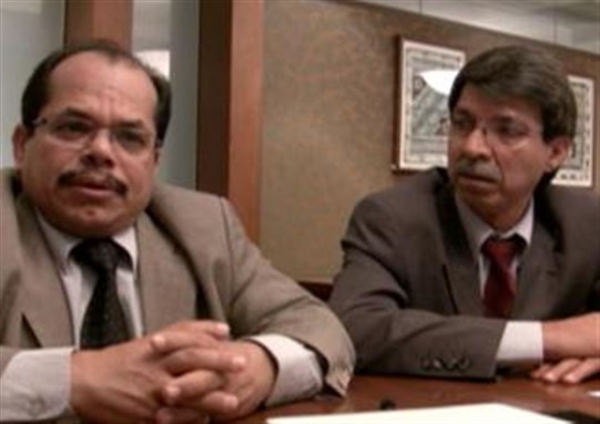 [Left to right: S. Salman Jaffar Al Mahfoodh (Secretary General) and Abdulla Mohammed Hussain (Assistant Secretary-General for Arab and International Relations) of the GFBTU. Image from screen shot below.]