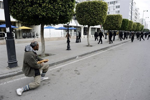 [A Tunisian protestor. Image from unknown archive.]