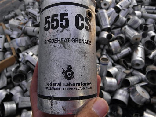 [Remains of US-made teargas canister in Bahrain. Image from wikimedia.org]