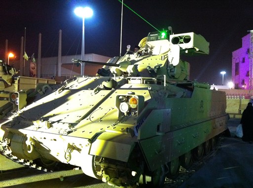 [Saudi tank at a weapons exhibit at Janadriyya Festival, Riyadh, 2012. Photo by Rosie Bsheer]