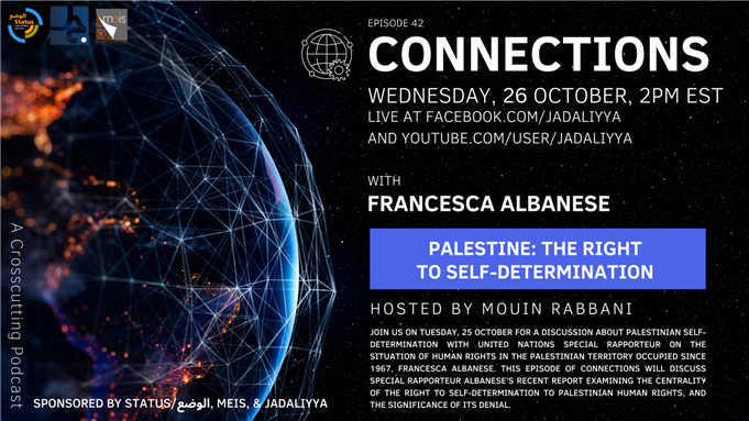 Connections Episode 42 - Palestine: The Right to Self-Determination with Francesca Albanese (26 October)