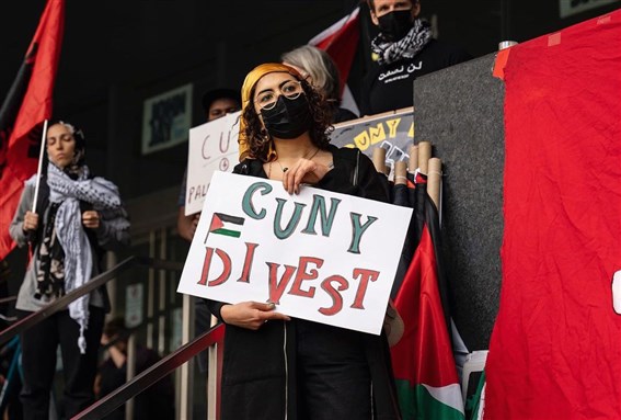 Demonstration at John Jay College of Criminal Justice in solidarity with Palestine on 28 May, 2021 via Left Voice