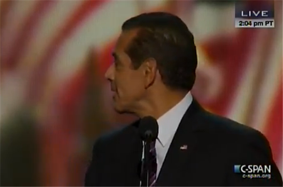 [DNC Chairperson Villaraigosa looks back when he realizes he does not have enough votes to pass the amendment to the Democratic Party`s national platform. Image from screenshot of below video.]
