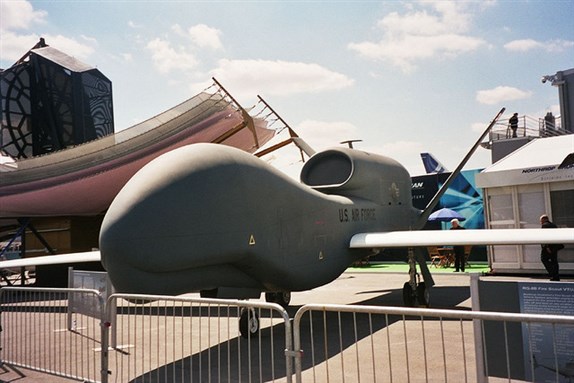 [Predator drone on display at an air show near Bonneuil-en-France, France. Image by Apel Pardo Lapez.]