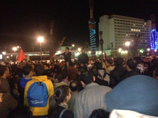 [Rally at the second anniversary of Morocco`s February 20 protests. Photo from Twitter user @Larbi_20.]