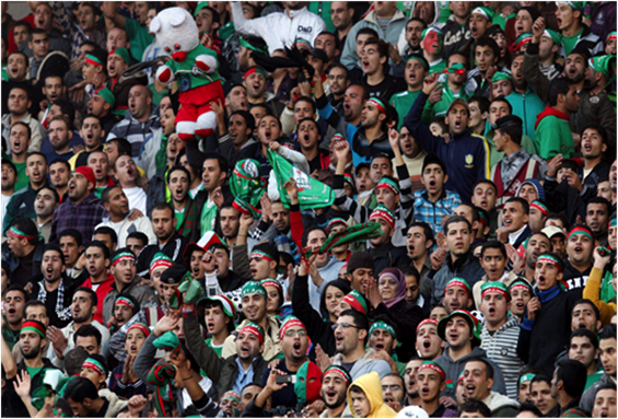 [Al-Wihdat fans. Image by Jihad Nijem]